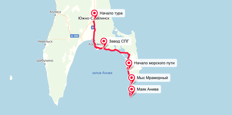 Карта маршрута экскурсии